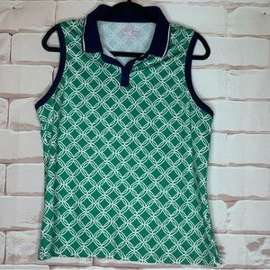 Womens Size Large Lilly Pulitzer “Lillie Green” Golf Sleeveless Top/crew neck